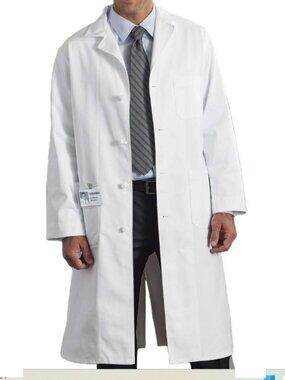 White Swan Meta 798 Men's Cloth Knot Button Lab Coat - White